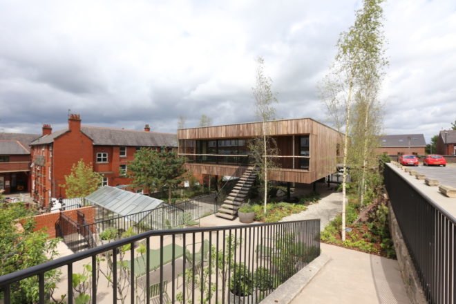 Maggie’s Centre Oldham, Maggie’s Center by dRMM, Maggie’s Oldham by dRMM, cross laminated timber architecture, healing nature architecture, healing hospital architecture, Oldham hospital center,