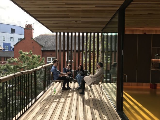 Maggie’s Centre Oldham, Maggie’s Center by dRMM, Maggie’s Oldham by dRMM, cross laminated timber architecture, healing nature architecture, healing hospital architecture, Oldham hospital center,