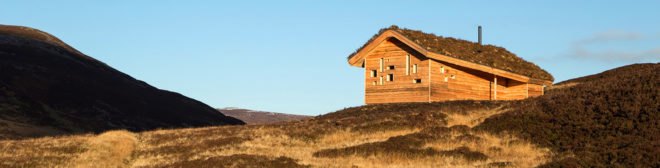 Culardoch Shieling hut, Moxon Architects, green roof, tiny hut, Scotland, locally sourced materials, natural building materials, green architecture, tiny house