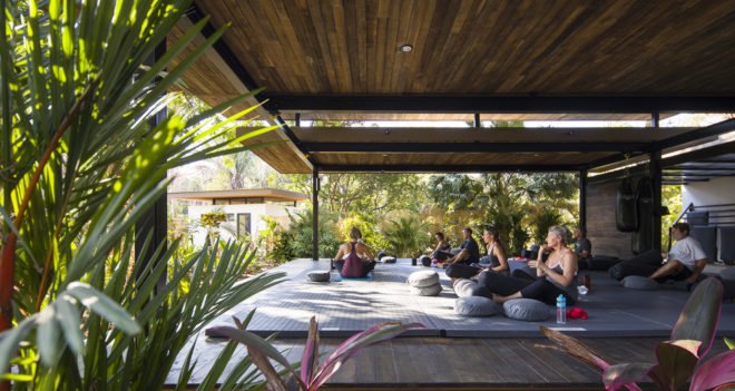 Nalu Hotel, eco-resort, Costa Rica, Studio Saxe, pavilion, recycled teak, yoga resort, yoga, green architecture, recycled building materials, pergola, sustainable hotel