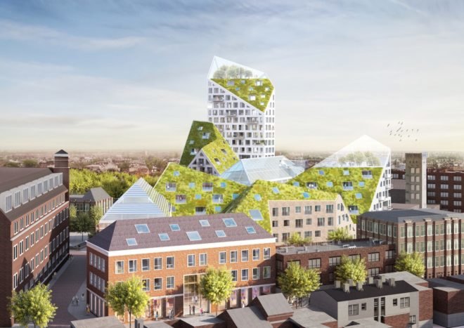 Nieuw Bergen by MVRDV, SDK Vastgoed, Eindhoven Nieuw Bergen, Nieuw Bergen development, green-roofed Eindhoven, solar powered Eindhoven architecture, Eindhoven architecture by MVRDV, urban farming in Eindhoven,