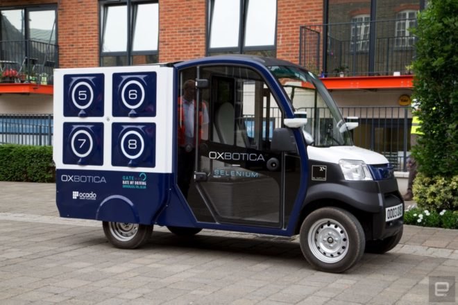 Oxbotica, Ocado, CargoPod, self-driving grocery delivery, self-driving cars, GATEway program, the Greenwich Automated Transport Environment, green transportation, self driving transportation, autonomous cars, Ocado self driving grocery van, online-only supermarket, autonomous deliveries, driving technology, electric cars, electric car technology