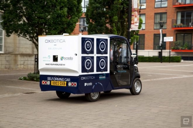Oxbotica, Ocado, CargoPod, self-driving grocery delivery, self-driving cars, GATEway program, the Greenwich Automated Transport Environment, green transportation, self driving transportation, autonomous cars, Ocado self driving grocery van, online-only supermarket, autonomous deliveries, driving technology, electric cars, electric car technology