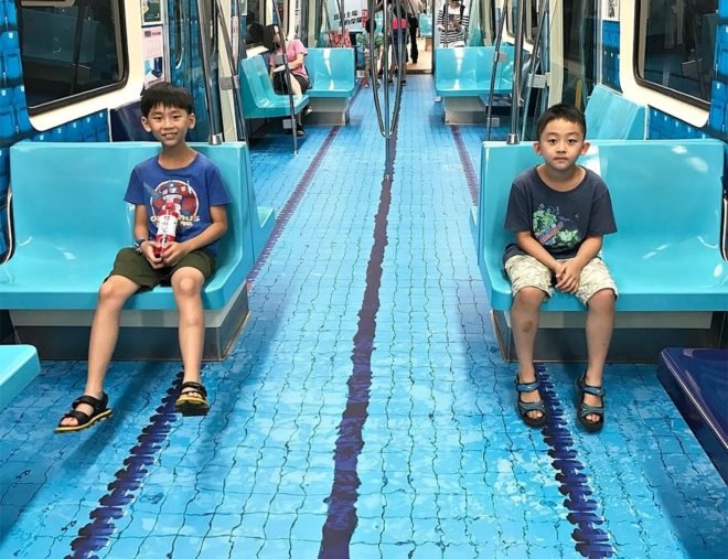 Taipei Subway Cars, subway art, Universiade in Taiwan, sports art, art in subways, taipei subway art, taipei events, sport events taipei, subway ads, subway ad campaigns, public advertising, public transportation, sports, Taipei trains