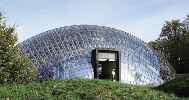Walloon Branch of Reproduction Forestry Material, SAMYN and PARTNERS, dome, Belgium, reinforced concrete, glass, green architecture, geodesic dome