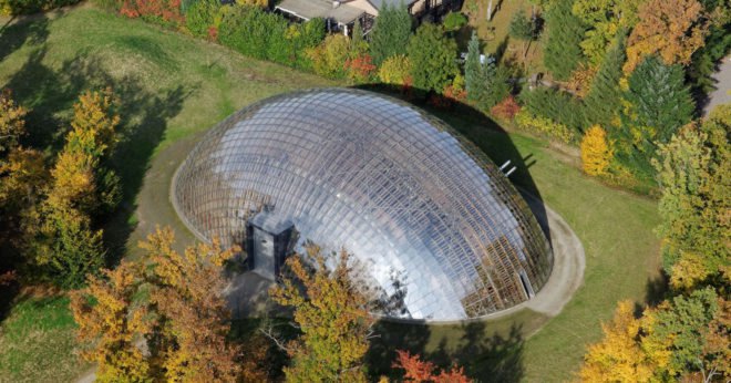 Walloon Branch of Reproduction Forestry Material, SAMYN and PARTNERS, dome, Belgium, reinforced concrete, glass, green architecture, geodesic dome