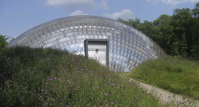 Walloon Branch of Reproduction Forestry Material, SAMYN and PARTNERS, dome, Belgium, reinforced concrete, glass, green architecture, geodesic dome