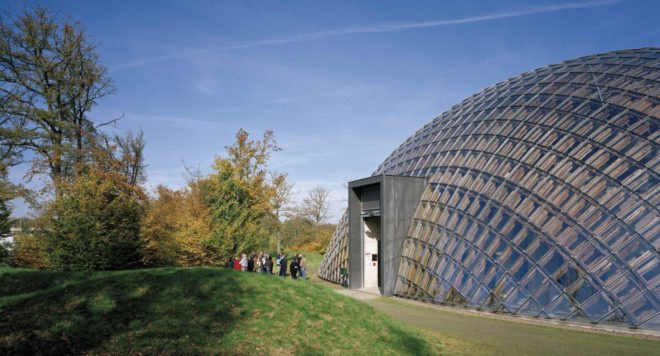 Walloon Branch of Reproduction Forestry Material, SAMYN and PARTNERS, dome, Belgium, reinforced concrete, glass, green architecture, geodesic dome