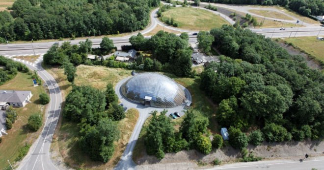 Walloon Branch of Reproduction Forestry Material, SAMYN and PARTNERS, dome, Belgium, reinforced concrete, glass, green architecture, geodesic dome