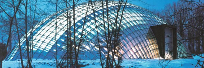 Walloon Branch of Reproduction Forestry Material, SAMYN and PARTNERS, dome, Belgium, reinforced concrete, glass, green architecture, geodesic dome
