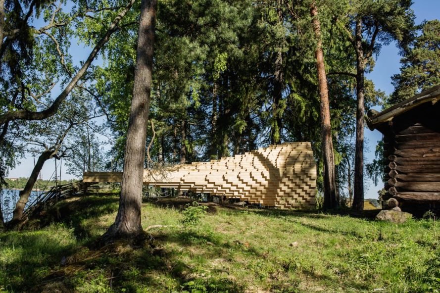 Y sculpture at Seurasaari open air museum, Y sculpture Niemelä Tenant Farm, Y by Emmi Keskisarja & Janne Teräsvirta & Company Architects, digital fabrication and traditional woodworking, digital fabrication with handicrafts, digitally fabricated timber sculptures