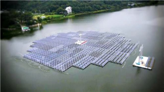 Solar Power, Floating Solar Array, Solkiss, South Korea, renewable energy, clean energy,