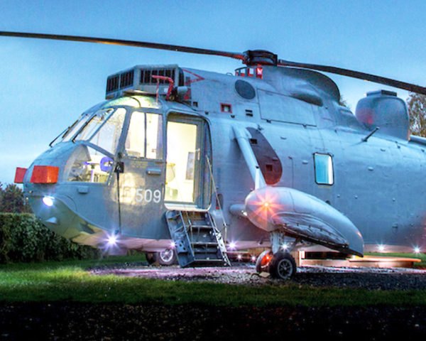 Helicopter Glamping, helicopter hotel, unique hotel rooms, helicopter glamping hotels, scotland glamping, glamping in scotland, unique glamping sites, helicopter homes, tiny hotels, unique hotels scotland, scotland farm hotel, renovated helicopters, mains farm helicopter hotel,