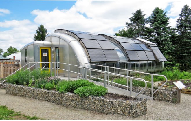 Michigan solar house, Meadowlark Design + Build, solar power, solar energy, solar powered homes, green design, clean energy, sustainable design, michigan solar energy, 2005 Solar Decathlon homes, MiSo House, sunflower-board cabinets, sustainable building materials, sustainable materials, net zero energy, tiny homes, tiny home design, tiny home living