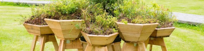 Bilberry Pad, modular planters, Mieluisa, green planters, green design, Finland, Siberian larch