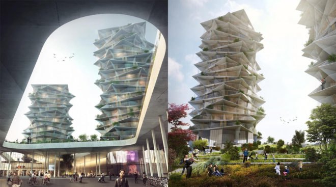 car-free IKEA, Cactus Towers by BIG, BIG and Dorte Mandrup Architects, Kalvebod Brygge development, Kalvebod Brygge housing, Cacti at Kalvebod Brygge, Kalvebod Brygge IKEA