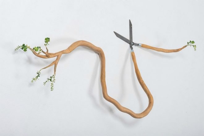 Camille Kachan, Sao Paulo’s Zipper Galeria, brazilian art, tree art, nature-inspired art, furniture covered in plants, overgrown plant art, art installations, green art, brazilian artists, plant art, sculpture, plant covered art, green artists,