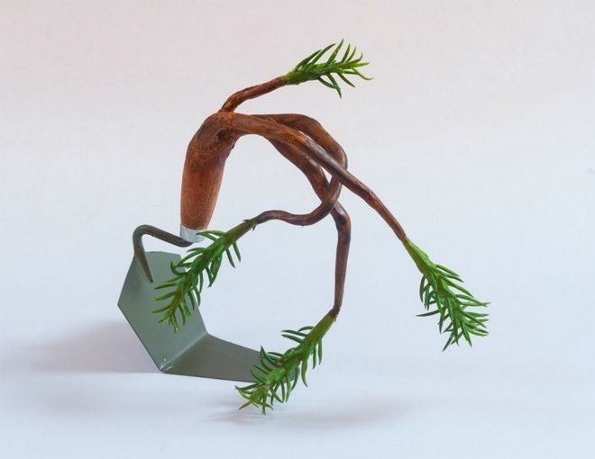 Camille Kachan, Sao Paulo’s Zipper Galeria, brazilian art, tree art, nature-inspired art, furniture covered in plants, overgrown plant art, art installations, green art, brazilian artists, plant art, sculpture, plant covered art, green artists,
