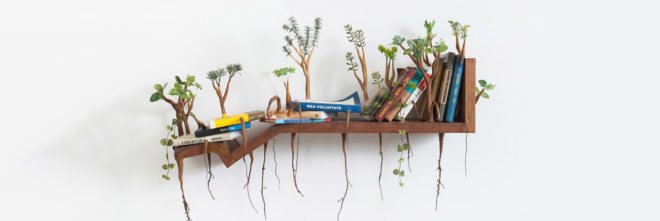 Camille Kachan, Sao Paulo’s Zipper Galeria, brazilian art, tree art, nature-inspired art, furniture covered in plants, overgrown plant art, art installations, green art, brazilian artists, plant art, sculpture, plant covered art, green artists,