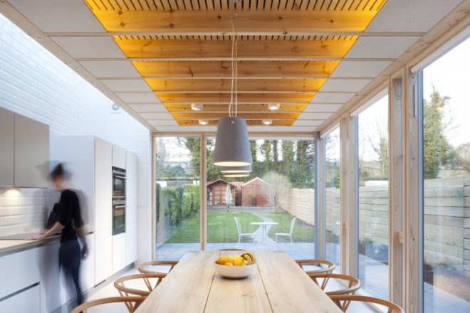 Copeland Grove by Stephen Kavanagh Architects, charred timber house extension, modern house extension, Copeland Grove in Dublin, timber and glass house box,