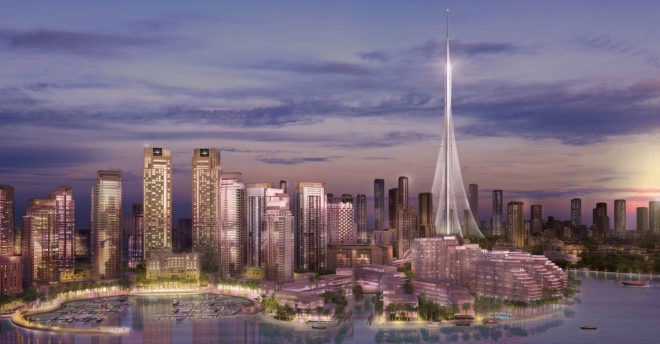 Dubai Creek Tower, Emaar Properties, Dubai Creek Harbour, Santiago Calatrava, world's tallest building, Dubai Creek, green tower, green architecture, Burj Khalifa, observation deck, mosque
