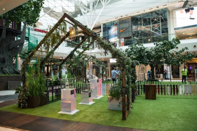 Future Forest Westfield, Future Forest London, Future Forest by Bompas & Parr, Future Forest UK, UK only indoor zip-line, indoor zip-line London, Fruit Cloud by Bompas & Parr, Future Forest indoor installation,