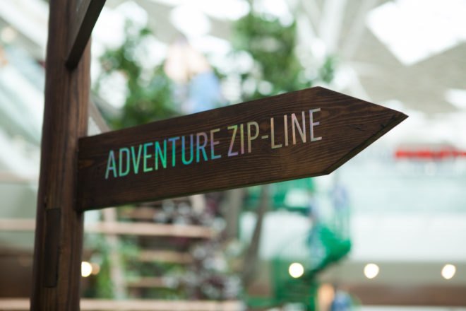 Future Forest Westfield, Future Forest London, Future Forest by Bompas & Parr, Future Forest UK, UK only indoor zip-line, indoor zip-line London, Fruit Cloud by Bompas & Parr, Future Forest indoor installation,