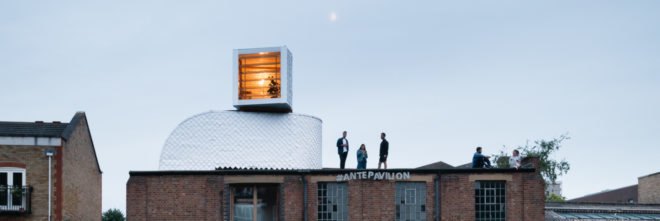 H-VAC by PUP Architects, H-VAC Antepavilion, Antepavilion 2017, H-VAC dwelling, Tetra-Pak shingles, recycled Tetra-Pak, periscope pavilion, rooftop architecture London, London housing crisis solutions, Antepavilion competition, pop-up H-VAC, guerrilla habitation,