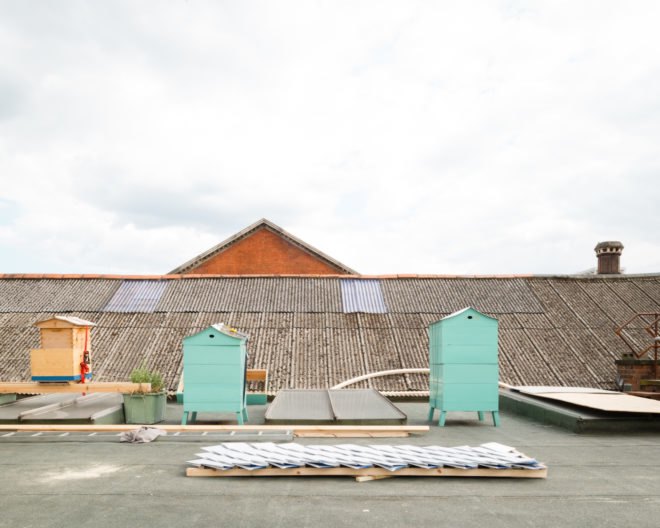 H-VAC by PUP Architects, H-VAC Antepavilion, Antepavilion 2017, H-VAC dwelling, Tetra-Pak shingles, recycled Tetra-Pak, periscope pavilion, rooftop architecture London, London housing crisis solutions, Antepavilion competition, pop-up H-VAC, guerrilla habitation,