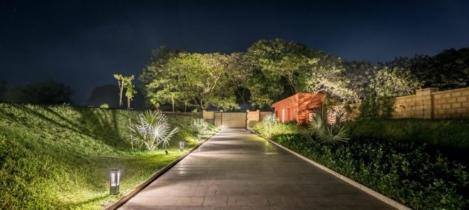 MISA ARCHITECTS, Outhouse, Vansajada, India, bamboo curtains, indian architecture, home design, green home design, green rooftops, homes with green roofs, installing green roofs, concrete homes, brutalist architecture, homes in India, interior design, water collection systems,