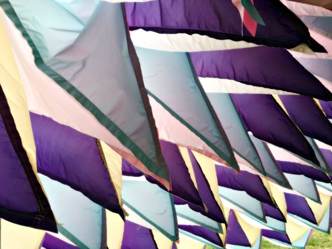 Titled Wind Cathedral, Neon studio, Victor-Saint-la Riviere, art installations, art installations france, neon, Mark Nixon, Horizons exhibition, wind art installations, tent art installations, colorful cathedral, art installation structures, fabric cathedral, tent cathedral