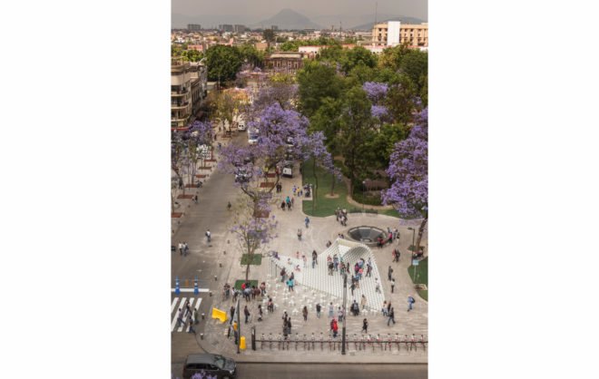 One Bucket at a Time by Factor Eficiencia and 5468796 Architecture, MEXTROPOLI 2017 installation, MEXTROPOLI 2017 buckets, bucket installation, bucket public space, bucket art, viene viene, viene viene-inspired architecture, painter bucket architecture, Mexico City public space pop up