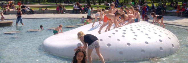 Oosterpark Paddling Pool, Carve architects, urban parks, Amsterdam, green renovation, design for kids, paddling pool, green architecture, LED lights, green lighting