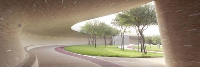 Oxygen Park by AECOM, Oxygen Park in Qatar, Oxygen Park Doha, Oxygen Park Education City, desert park, desert landscape architecture, Doha landscape architecture, subterranean park,