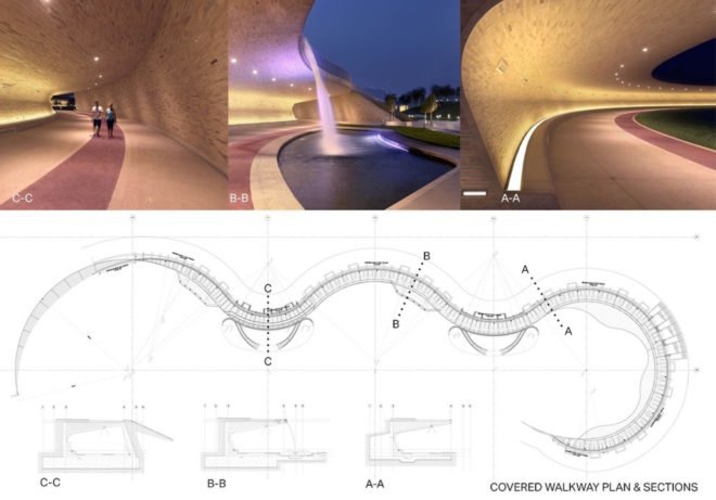 Oxygen Park by AECOM, Oxygen Park in Qatar, Oxygen Park Doha, Oxygen Park Education City, desert park, desert landscape architecture, Doha landscape architecture, subterranean park,