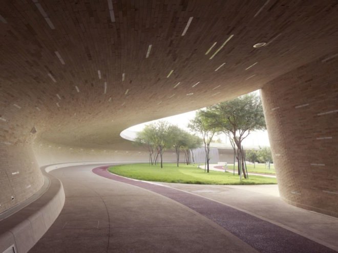 Oxygen Park by AECOM, Oxygen Park in Qatar, Oxygen Park Doha, Oxygen Park Education City, desert park, desert landscape architecture, Doha landscape architecture, subterranean park,
