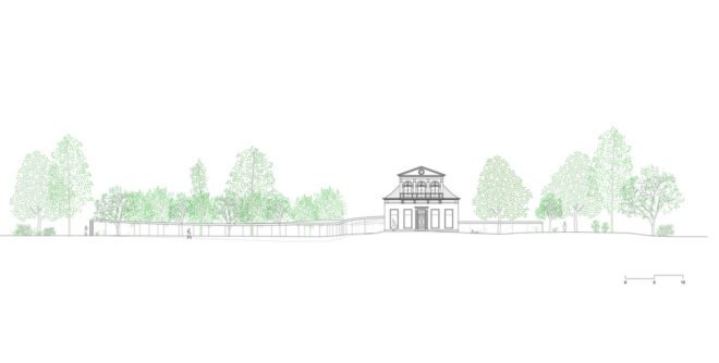 Vijversburg visitor center, visitor center, the Netherlands, Studio Maks, Junya Ishigami + Associates, green architecture, curved glass, glass facade, parkland