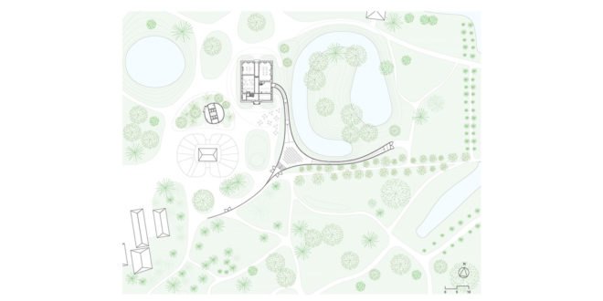 Vijversburg visitor center, visitor center, the Netherlands, Studio Maks, Junya Ishigami + Associates, green architecture, curved glass, glass facade, parkland