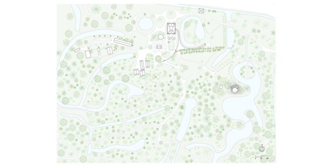 Vijversburg visitor center, visitor center, the Netherlands, Studio Maks, Junya Ishigami + Associates, green architecture, curved glass, glass facade, parkland