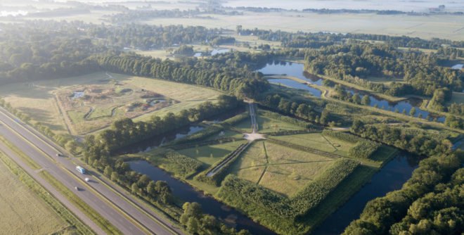 Vijversburg visitor center, visitor center, the Netherlands, Studio Maks, Junya Ishigami + Associates, green architecture, curved glass, glass facade, parkland