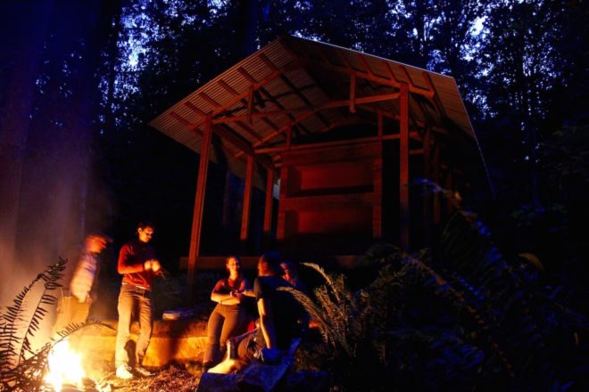 Salamander by University of British Columbia, University of British Columbia SALA, SALA design build, UBC design build, Gambier Island cabins, Gambier Island architecture, design build student architecture projects, Camp Fircom architecture,