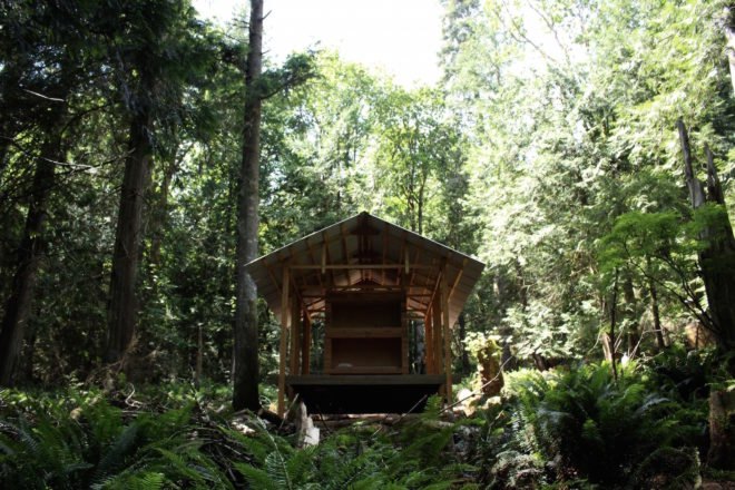 Salamander by University of British Columbia, University of British Columbia SALA, SALA design build, UBC design build, Gambier Island cabins, Gambier Island architecture, design build student architecture projects, Camp Fircom architecture,