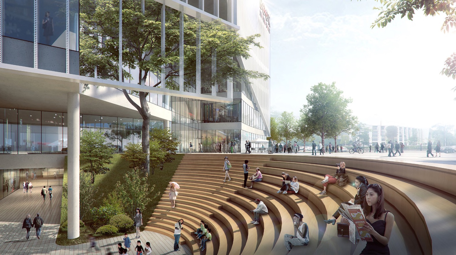 Shenzhen Book City by Atelier Global, Shenzhen Book City, Long Hua arts district Shenzhen, breathable skin architecture, mixed use public space and library in China,