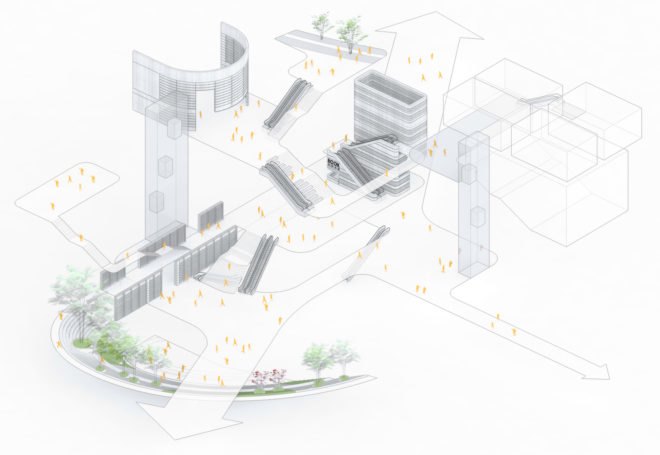 Shenzhen Book City by Atelier Global, Shenzhen Book City, Long Hua arts district Shenzhen, breathable skin architecture, mixed use public space and library in China,