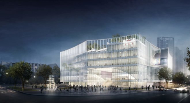 Shenzhen Book City by Atelier Global, Shenzhen Book City, Long Hua arts district Shenzhen, breathable skin architecture, mixed use public space and library in China,