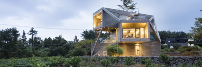 Simple House by Moon Hoon, Moon Hoon architecture, Moon Hoon custom house, Moon Hoon Jeju Island architecture, Simple House on Jeju Island, board formed concrete home, concrete house Jeju Island