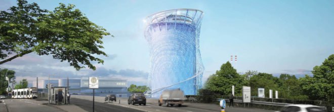 Stadtwerke Heidelberg energy storage tower by LAVA, Heidelberg energy storage tower, publicly accessible energy storage tower, renewable energy storage tower, sculptural energy storage tower, sustainable architecture Heidelberg