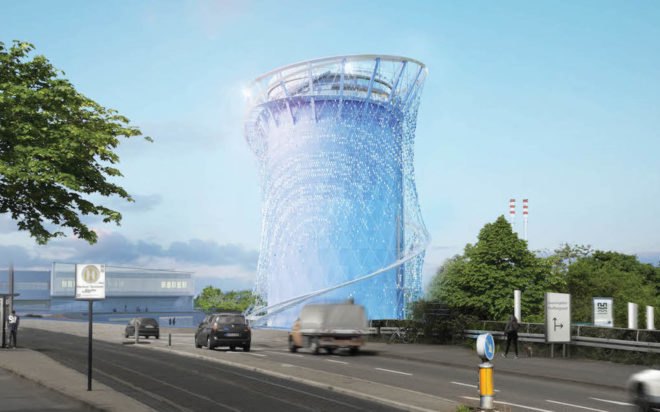 Stadtwerke Heidelberg energy storage tower by LAVA, Heidelberg energy storage tower, publicly accessible energy storage tower, renewable energy storage tower, sculptural energy storage tower, sustainable architecture Heidelberg