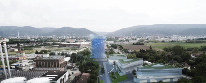 Stadtwerke Heidelberg energy storage tower by LAVA, Heidelberg energy storage tower, publicly accessible energy storage tower, renewable energy storage tower, sculptural energy storage tower, sustainable architecture Heidelberg