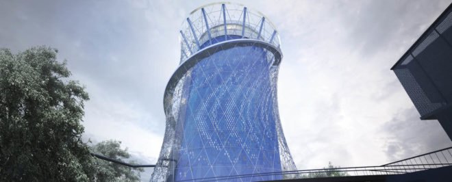 Stadtwerke Heidelberg energy storage tower by LAVA, Heidelberg energy storage tower, publicly accessible energy storage tower, renewable energy storage tower, sculptural energy storage tower, sustainable architecture Heidelberg